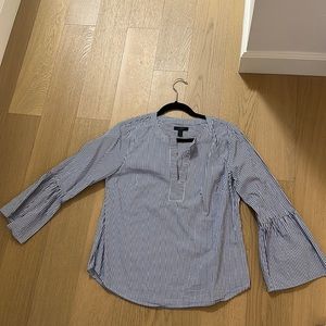 JCrew Blue and white shirt with bell sleeves